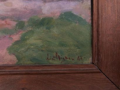 null Lucien Mignon. (1865-1944)
Paysage au pont.
Huile sur toile signée en bas à...