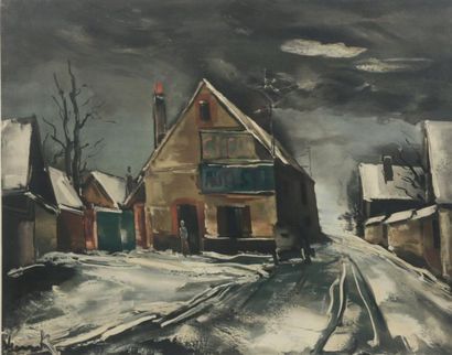 Maurice de VLAMINCK (d'après) Village sous la neige Procédé de reproduction Spitzer...