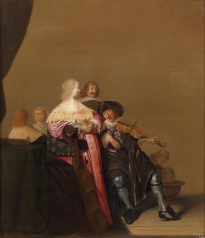 Christoffel van den LAMEN (Bruxelles 1606 - Anvers 1651) Les musiciens Panneau, deux...