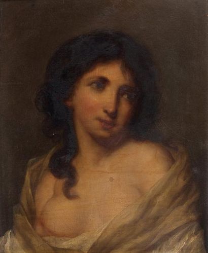 Ecole française vers 1810 Portrait de jeune femme Panneau préparé. 26,5 x 22 cm ...