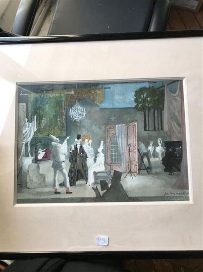 null Jean-Denis MALCLES (1912-2002) Theatre
scene
Watercolour gouache
Signed lower...