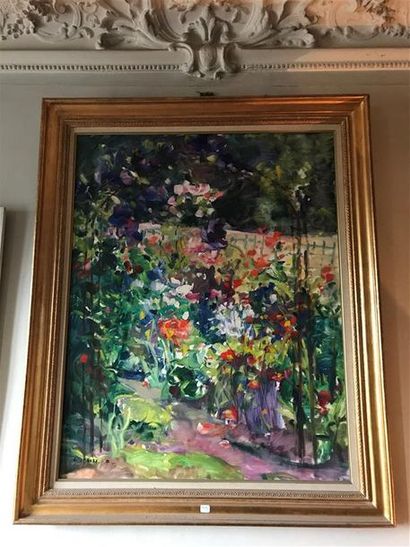 null Gaston SEBIRE (1920-2001)
Jardin fleuri, 
Huile sur toile
Signée en bas à gauche
91...