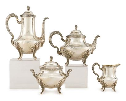 null TEA SERVICE and COFFEE quadripod in silver (950 thousandths) comprising a COFFEE,...