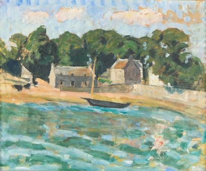 Jean PUY (1876-1960) Seaside, Combrit-Sainte Marine, Brittany.
Oil on cardboard.
Signed...