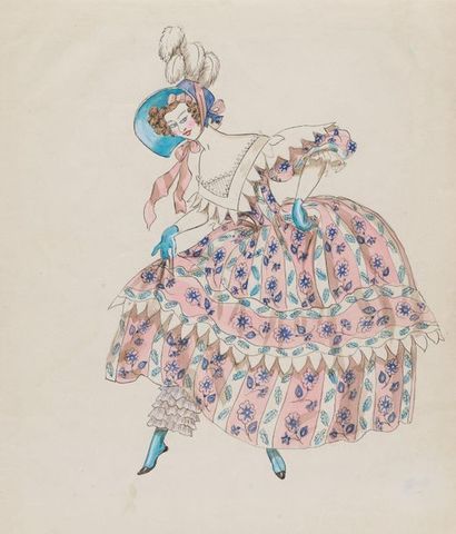 George Barbier Original unsigned watercolor attributable to Barbier. S.d. (circa...