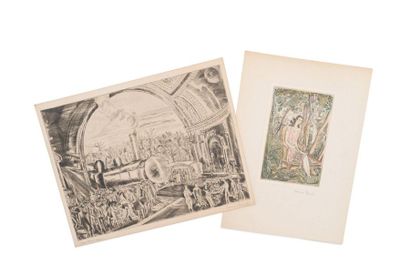 HERMINE David Two signed copper engravings. S. d.
27.5 x 20.5 and 9 x 14 cm.
The...