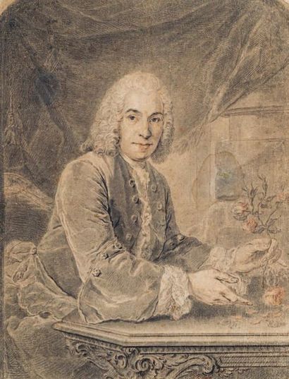École FRANÇAISE du XVIIIe siècle Portrait of a man holding a rose, after Louis Vigée
Crayon...