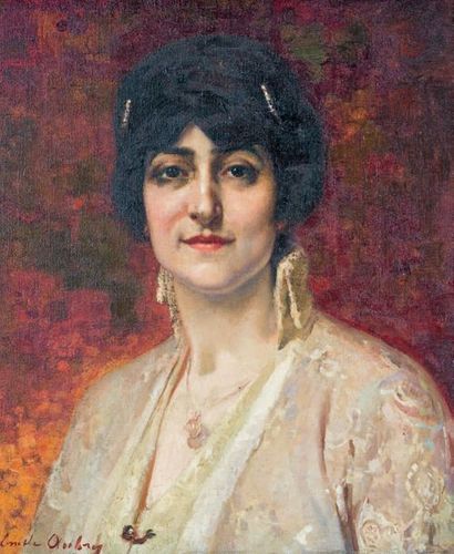 ÉMILE AUBRY Portrait de femme
Huile sur toile.
54 x 45 cm
Ancienne collection Madeleine...