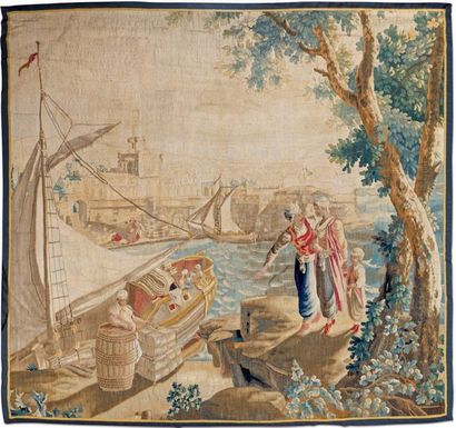 null Grand fragment de tapisserie d'Aubusson d'après un modèle du peintre Joseph...