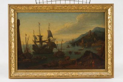 null Late 17th century
GENOISIAN school Ships on a beach in Liguria
Canvas
50,5 x...