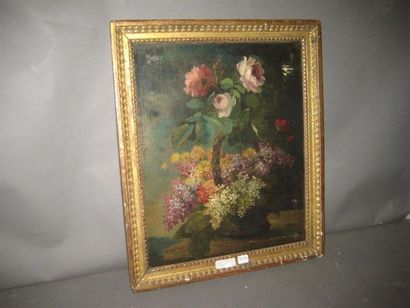null Ecole française du XIX 
Bouquet de fleurs sur un entablement
Huile sur toile
39.5...