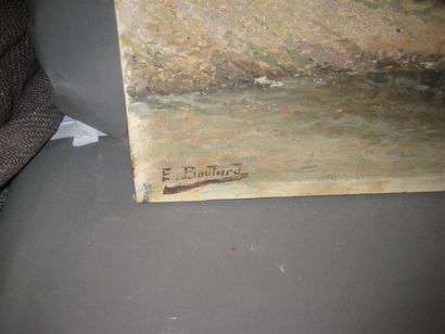 null E. BOULARD (XIXe-XXe siècle)
Barque de pêche
Huile sur toile, 
Signée en bas...