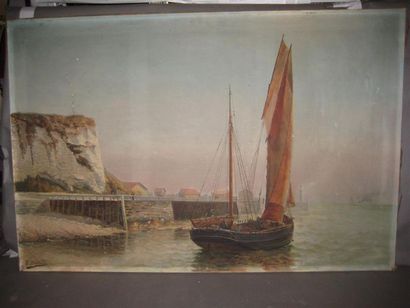 null E. BOULARD (XIXe-XXe siècle)
Barque de pêche
Huile sur toile, 
Signée en bas...
