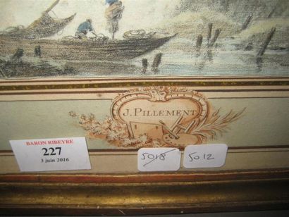 null Attribué à Jean PILLEMENT
Paysage avec barque de pêcheurs.
Pastel
13 cm x 19...