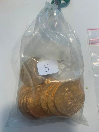 null Dans un sachet scellé, 20 pièces de 50 pesos or