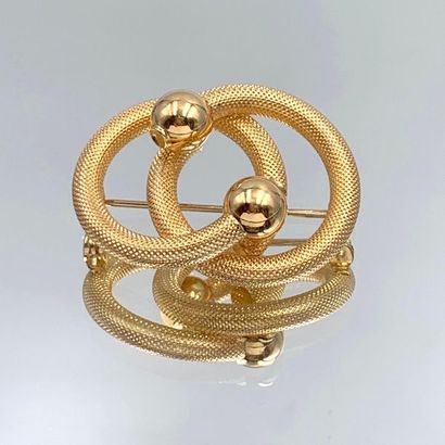 null Spindle "two circles" in yellow gold (750) finely chiselled, finished with two...