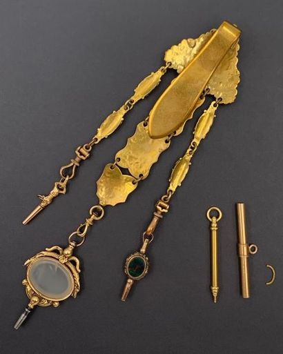 null CHATELAINE in amati and chiselled pompom patterned with scrolls, flowers, and...