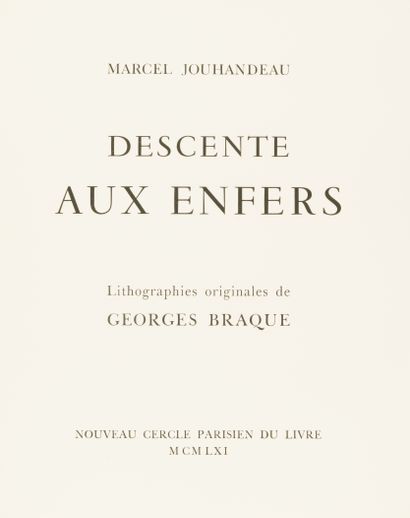 MARCEL JOUHANDEAU. Descente aux enfers. Paris,
Nouveau Cercle Parisien du Livre,...