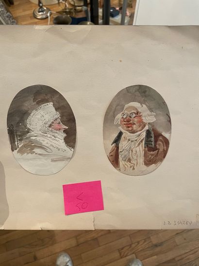 null 
Ecoles du XIXème siècle,

Caricatures

Aquarelle sur papier, 

12,5 x 8,5 cm

Portraits...