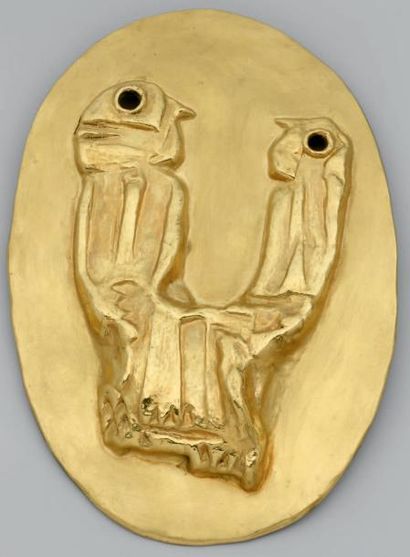 Max ERNST (1881-1976) Deux figures ou les deux Pendentif en or signé, numéroté 1/8...