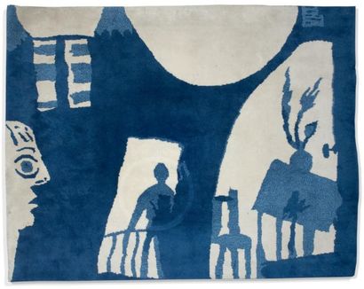 D'après Pablo PICASSO (1881-1973) Jacqueline Tapis en laine portant au dos: Picasso...