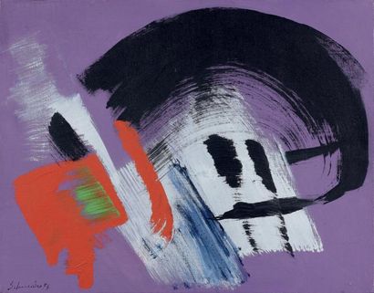 Gérard SCHNEIDER (1896-1986) Composition, 1974 (95K) Acrylique sur toile signée et...