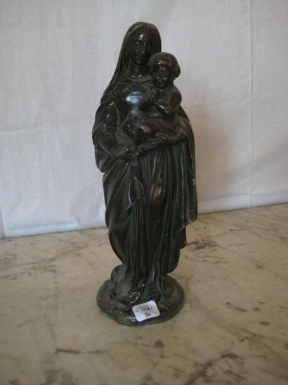 null Vierge à l'Enfant en étain, pieds de lampe balustre à pans en céramique turquoise,...