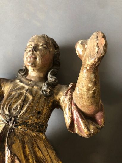 null Paire de personnages en bois polychrome

Début du XVIIIème siècle

H. 38 cm

Accidents...