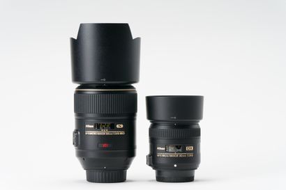 null Camera. Set of two Nikon lenses. Nikon AF-S Micro Nikkor 2.8 G/105 mm ED lens...