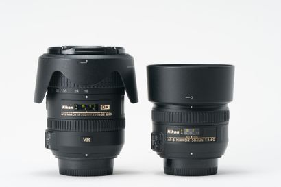 null Camera. Set of two Nikon lenses. Nikon AF-S Nikkor 1.4G/50 mm lens (SWM, hood)...