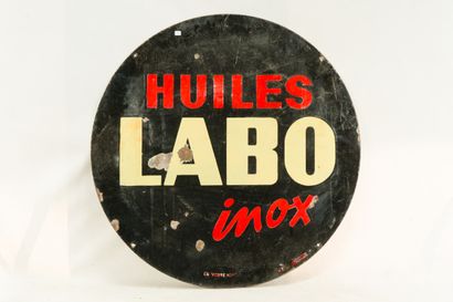 null LABO Inox, Huiles (Automobiles).

Jérémail, vers 1960.

Plaque émaillée ronde...