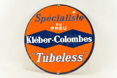 null KLÉBER COLOMBES Spécialiste du pneu " Tubeless ".

Émail Art France, vers 1950.

Plaque...