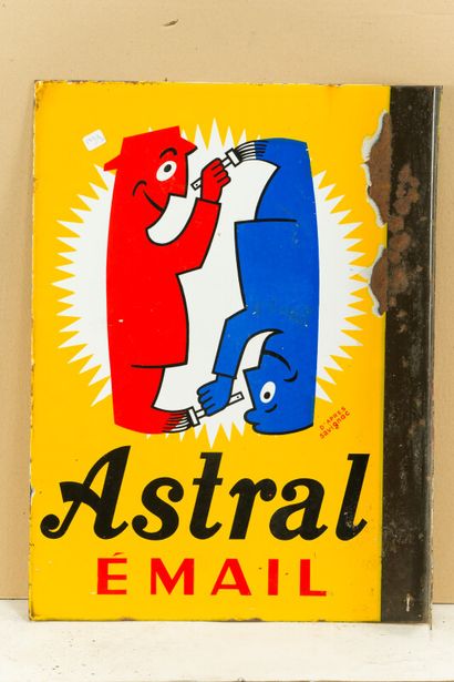 null ASTRAL Émail.

Signée d'après SAVIGNAC, 1950.

Émaillerie Alsacienne Strasbourg,...