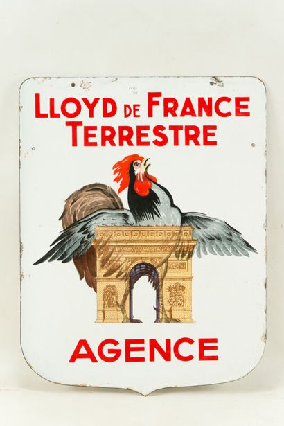 null LLOYD de FRANCE-VIE, Agence.

Sans mention d'émaillerie, vers 1935.

Plaque...
