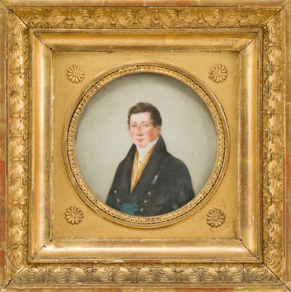 École FRANÇAISE 1824 Portrait de jeune homme
Peinture sur porcelaine, ronde.
Diamètre:...