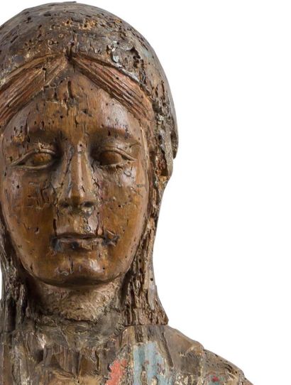 Auvergne, fin du XIIe siècle Vierge à l'Enfant, Sedes Sapientiae en noyer sculpté...