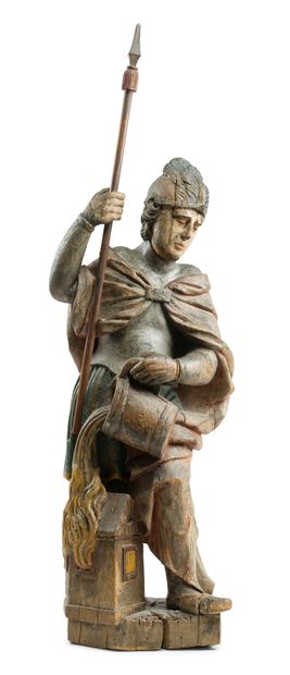Autriche ou Nord de l'Italie, fin du XVIe siècle Saint Florian de Lorch en bois sculpté...
