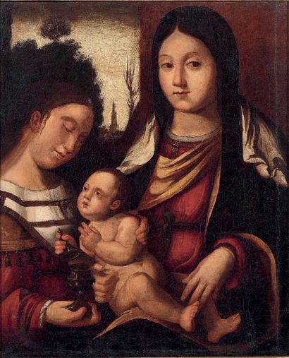 École LOMBARDE du XVIe siècle 
Virgin and Child



Canvas, transposed panel.



50...