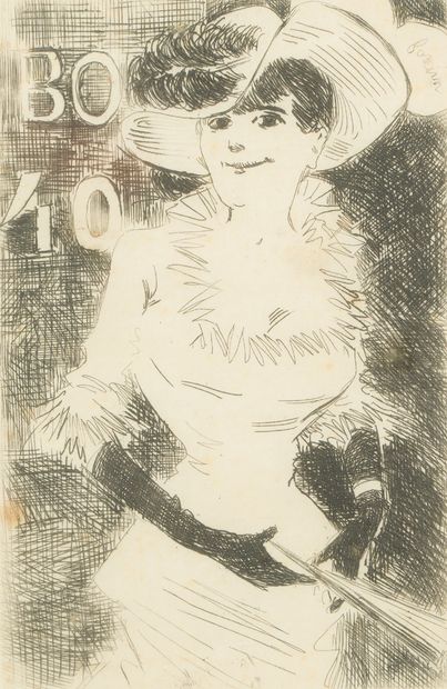 Jean-Louis FORAIN (1852-1931) Naked woman with hat and gloves
Man with bouquet
Etching....