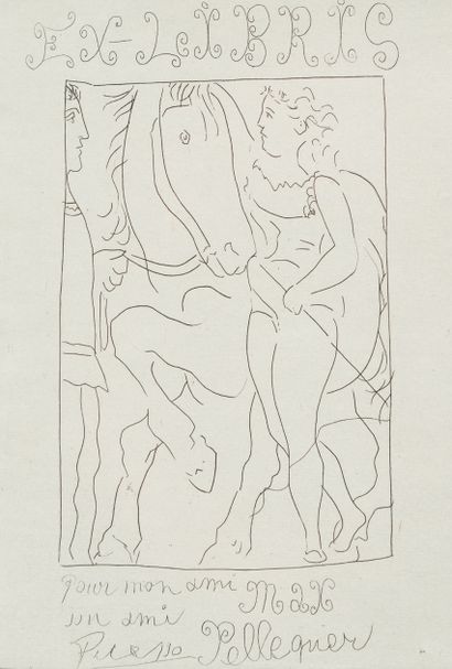 Pablo PICASSO. Ex-libris of Max Pellequer.
Etchings in black. S.n.n.d. (Ateliers
Lacourière...