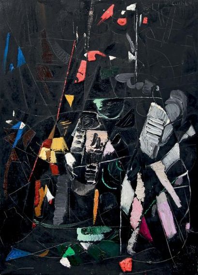 André LANSKOY (1902-1976) Abstraction, circa 1957-1958 Huile sur toile, signée en...