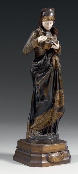 Albert CARRIER-BELLEUSE (1824-1887) La liseuse Bronze chryséléphantine portant: «...