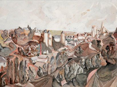 Max JACOB (1876-1944) Conte de fée, paysage imaginaire Gouache signée en bas à droite,...