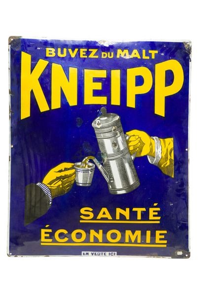 null KNEIPP Buvez du malt.

Émaillerie Edmond Jean, Paris, vers 1920.

Plaque émaillée...
