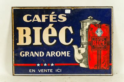 null BIEC CAFÉS Grand arome.

Sans mention d'émaillerie, vers 1950.

Plaque émaillée...