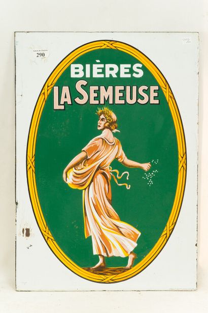 null LA SEMEUSE Bières.

Émaillerie Alsacienne Strasbourg, vers 1930.

Plaque émaillée...