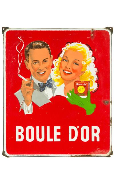 null BOULE D'OR (Cigarettes).

Mention Odon Warland, Bruxelles, Belgique, daté 1951.

Plaque...