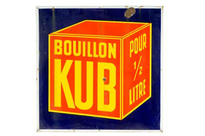 null KUB Bouillon.

Sans mention d'émaillerie, vers 1935.

Plaque émaillée carrée...