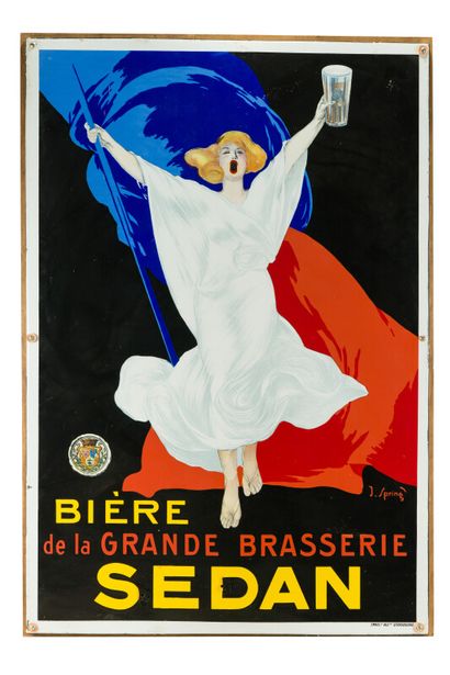 null SEDAN Bière de la grande brasserie.

Signée J. SPRING, 1920.

Émaillerie Alsacienne...