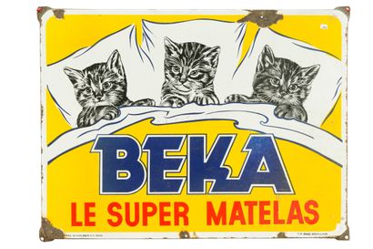 null BEKA Le super matelas.

Émaillerie Koekelberg, Bruxelles, Belgique, daté 1956.

Plaque...
